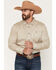 Image #1 - RANK 45&reg; Men's Men's Rowdy Geo Print Long Sleeve Button-Down Stretch Western Shirt, Tan, hi-res