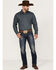 Panhandle Select Men's Digital Woven Print Long Sleeve Snap Western Shirt , Blue, hi-res