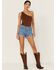 Image #1 - Levi's Women's 501 Medium Wash High Rise Jazz Solo Distressed Original Denim Shorts, Blue, hi-res
