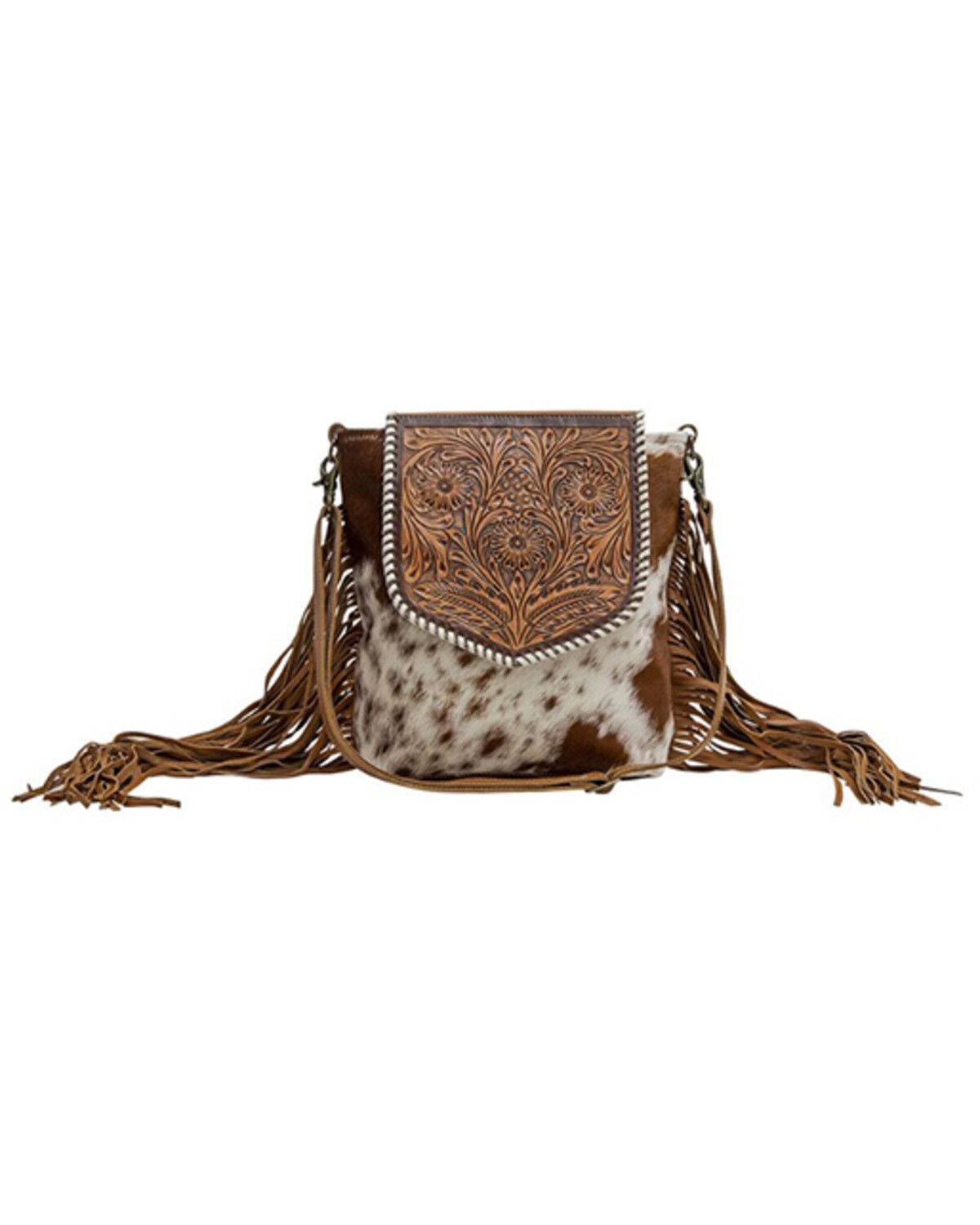 Image #1 - Myra Bag Women's Squander Hand-Tooled Crossbody Bag, Brown, hi-res