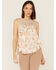 Wild Moss Women's Crochet Studded Yoke Flowy Tank Top, Cream, hi-res