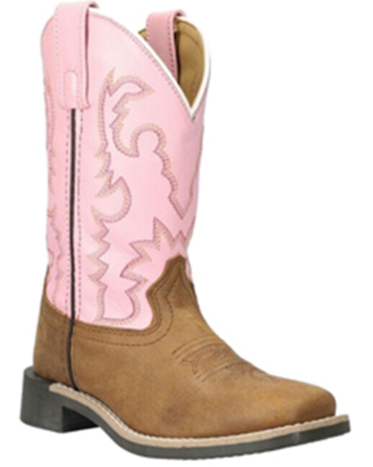 Image #1 - Smoky Mountain Little Girls' Addison Western Boots - Broad Square Toe, Brown, hi-res