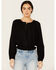 Image #1 - Tempted Women's Crochet Long Sleeve Top, Black, hi-res