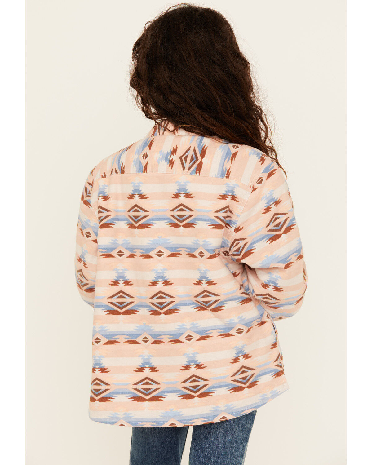 Image #4 - Ely Walker Girls' Southwestern Print Button-Down Sherpa Lined Shacket, Rust Copper, hi-res