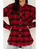 Image #3 - Idyllwind Women's Tira Plaid Star Print Flannel Pearl Snap Shacket, Ruby, hi-res