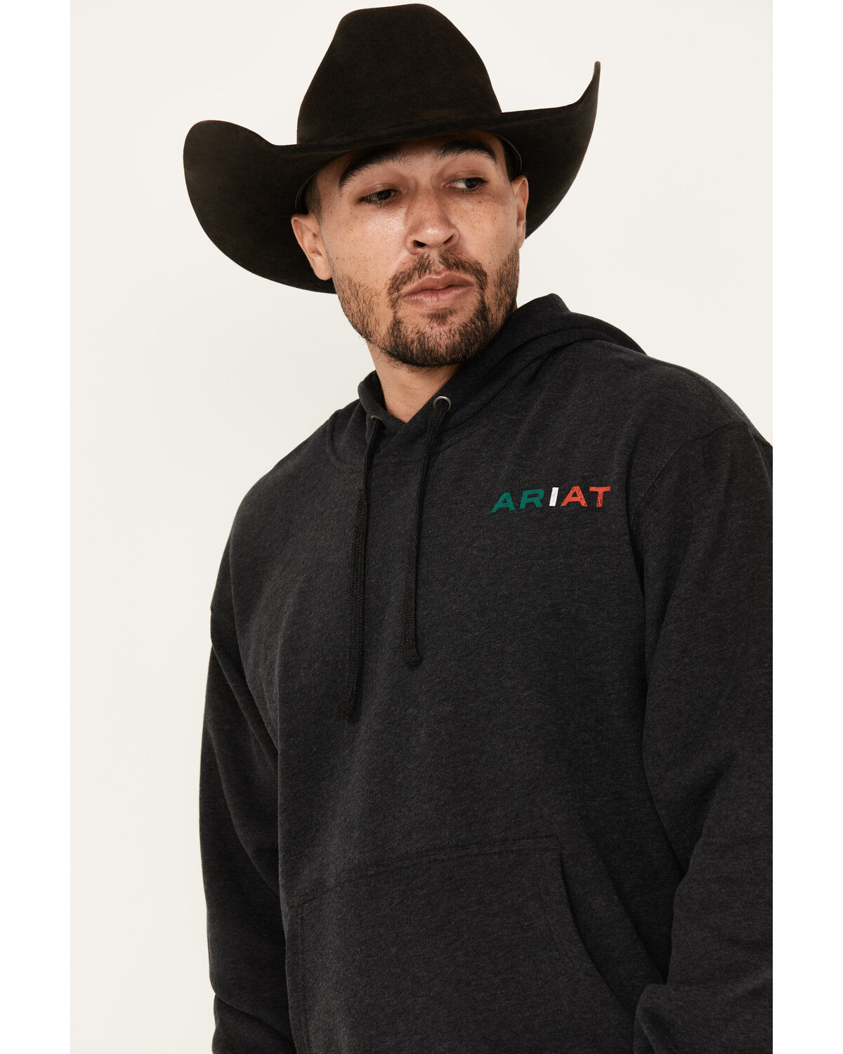 Image #3 - Ariat Men's Mexico Flag Lockup Hooded Sweatshirt, Black, hi-res