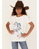 Image #1 - Panhandle Girls' Americana Cowgirl Short Sleeve Graphic Tee, Cream, hi-res