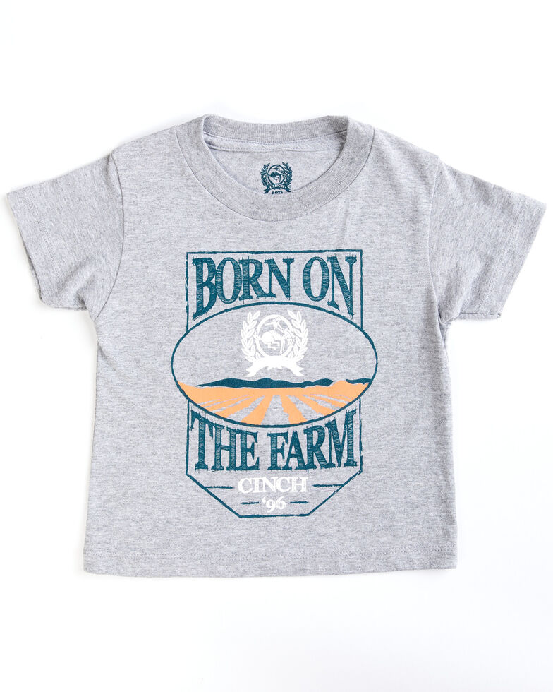 Cinch Toddler-Boys' Born On The Farm Graphic T-Shirt, Heather Grey, hi-res