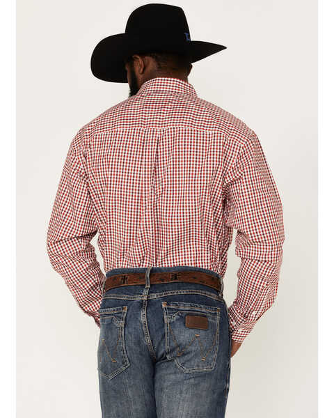 Image #4 - George Strait by Wrangler Men's Long Sleeve Button Down Western Shirt, Red, hi-res