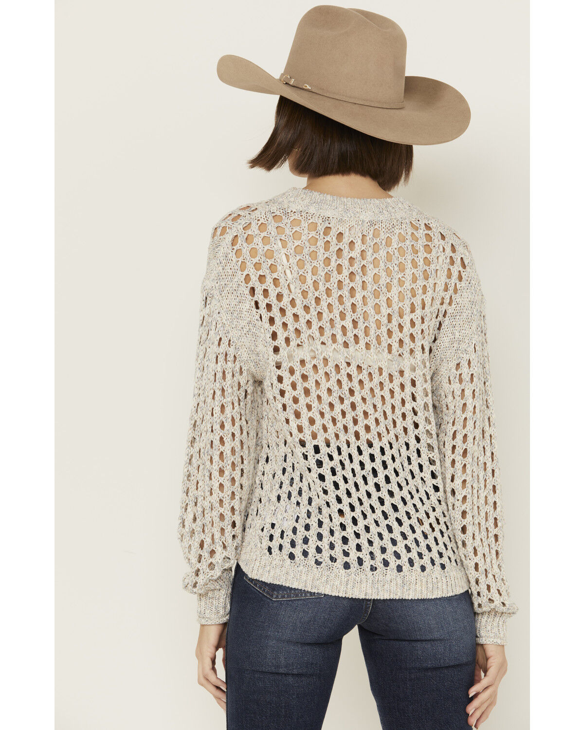 Image #4 - Cleo + Wolf Women's Allison Open Knit Long Sleeve Sweater, Blue, hi-res