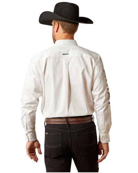 Image #3 - Ariat Men's Team Logo Twill Long Sleeve Button-Down Western Shirt  - Tall, White, hi-res