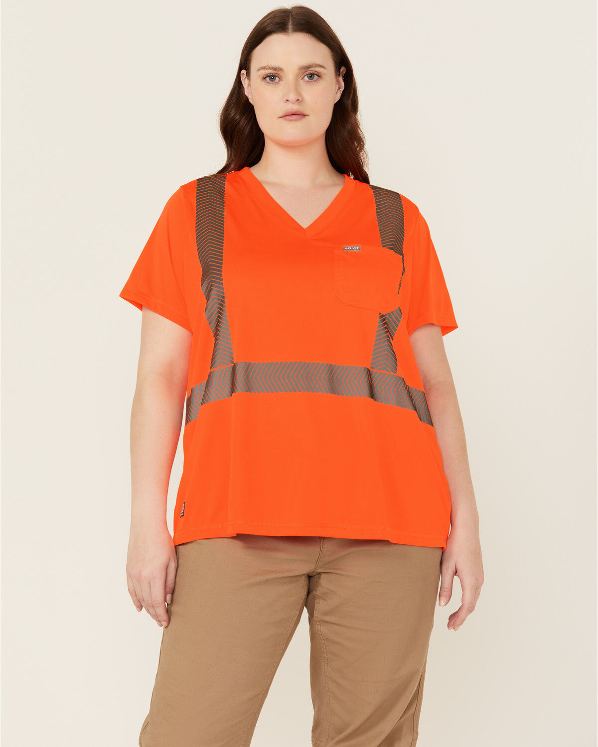 Image #1 - Ariat Women's Rebar Hi-Vis ANSI Short Sleeve T-Shirt - Plus, Bright Orange, hi-res