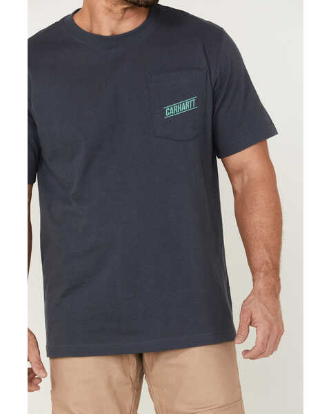 Image #3 - Carharrt Men's Outdoors Logo Graphic Bluestone Relaxed Fit Heavyweight Short Sleeve Work Pocket T-Shirt , , hi-res