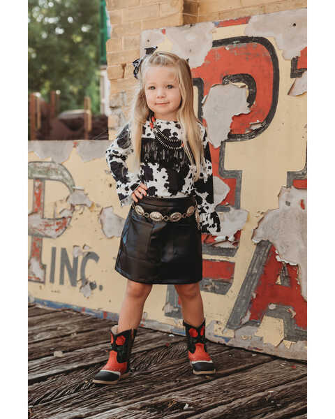 Shea Baby Toddler Girls' Faux Leather Skirt , Black, hi-res