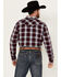 Image #4 - Cody James Men's Peace Treaty Plaid Print Long Sleeve Pearl Snap Flannel Shirt, Burgundy, hi-res