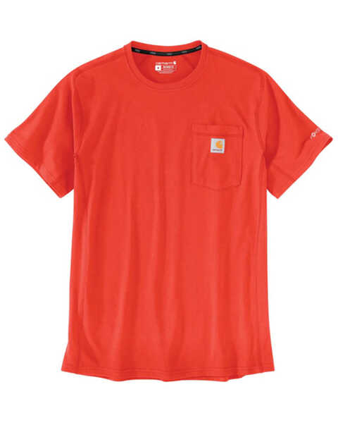 Carhartt Men's Force Relaxed Midweight Logo Pocket Work T-Shirt - Tall, Bright Orange, hi-res