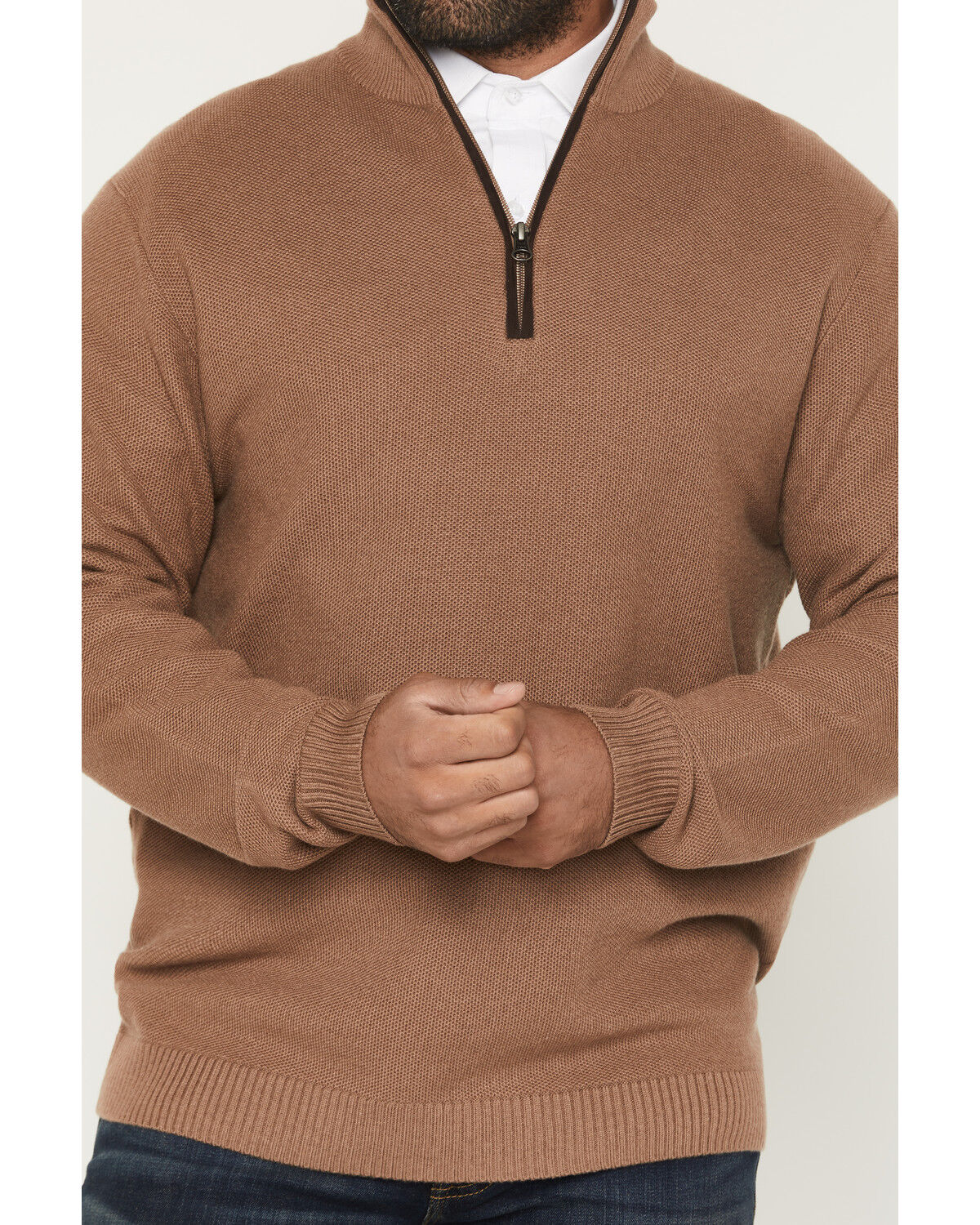 Image #3 - Cody James Black 1978™ Men's Parker Solid 1/4 Zip Pullover Sweater, Camel, hi-res