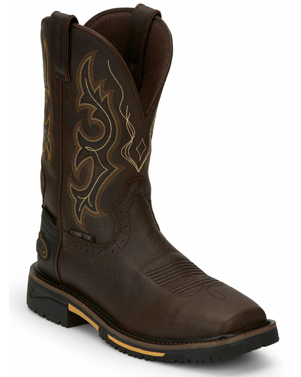Justin Men's Joist Rustic Waterproof Western Work Boots - Composite Toe, Distressed Brown, hi-res