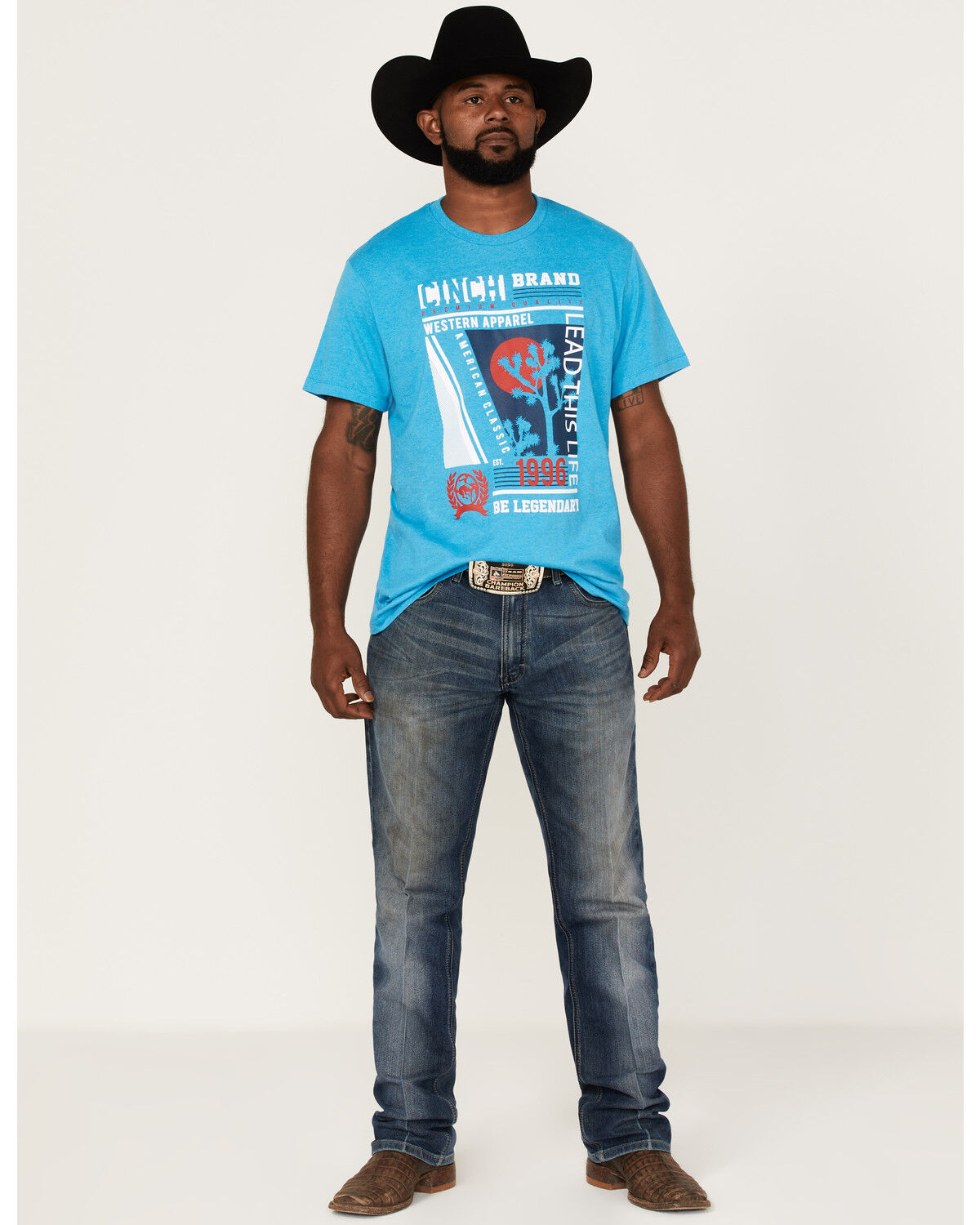Image #2 - Cinch Men's Lead This Life Desert Night Graphic Short Sleeve T-Shirt, Blue, hi-res