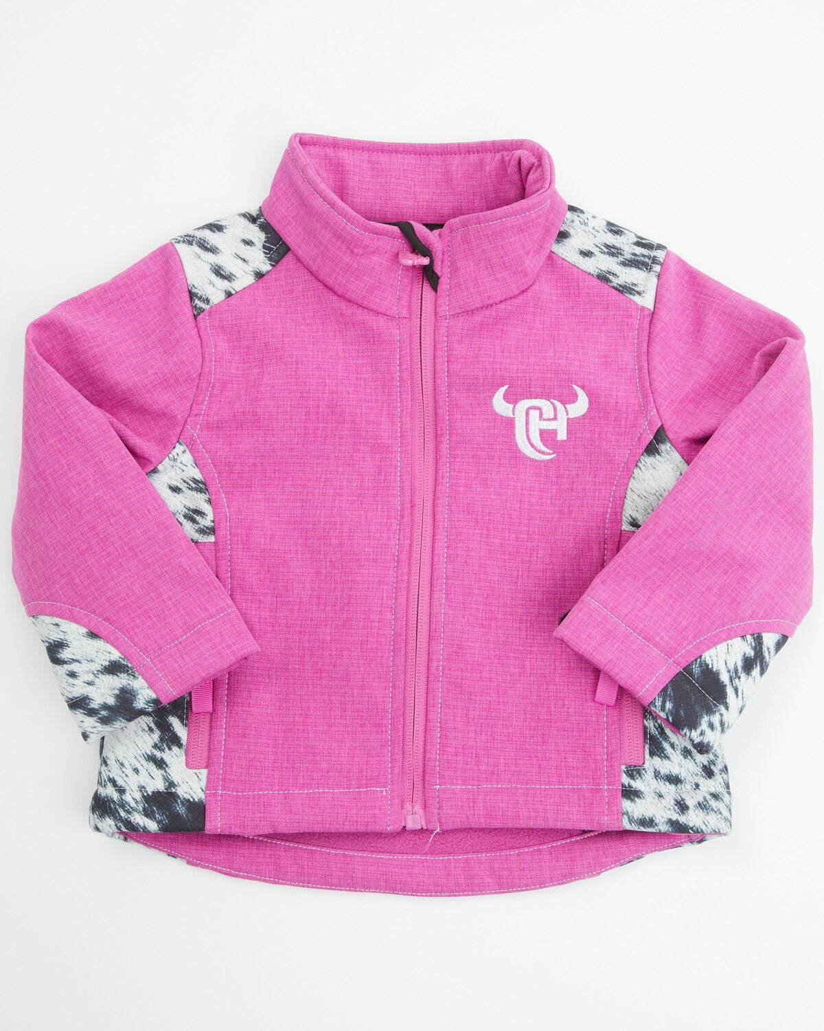 Cowgirl Hardware Toddler Girls' Cowhide Print Softshell Jacket, Pink, hi-res