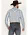 Image #4 - Wrangler Men's Silver Edition Striped Print Long Sleeve Snap Western Shirt, Blue, hi-res