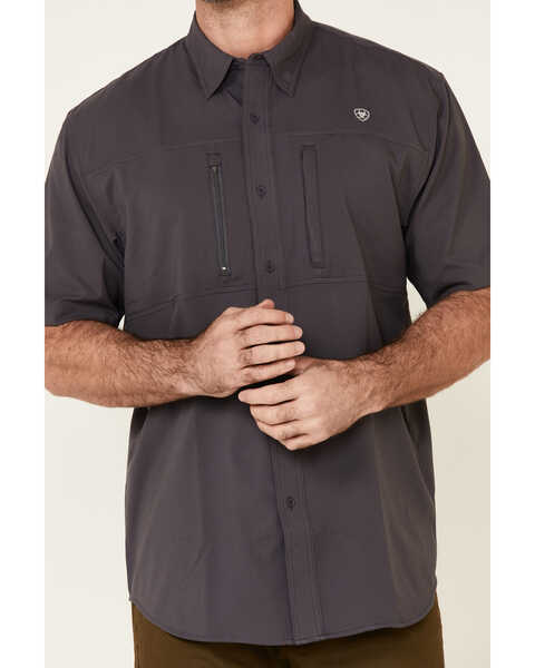 Image #3 - Ariat Men's Solid Charcoal Tek Button-Down Short Sleeve Western Shirt - Tall, , hi-res