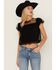 Image #1 - Very J Women's Tulle Short Sleeve Shirt, Black, hi-res
