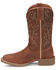 Image #3 - Justin Women's Halter Western Boots - Broad Square Toe, Cognac, hi-res