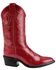 Old West Girls' Leather Western Boots - Pointed Toe, Red, hi-res