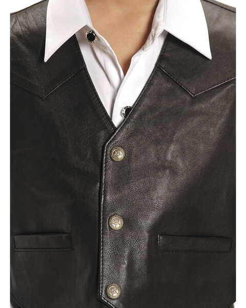 Roper Boys' Lambskin Leather Vest , Brown, hi-res