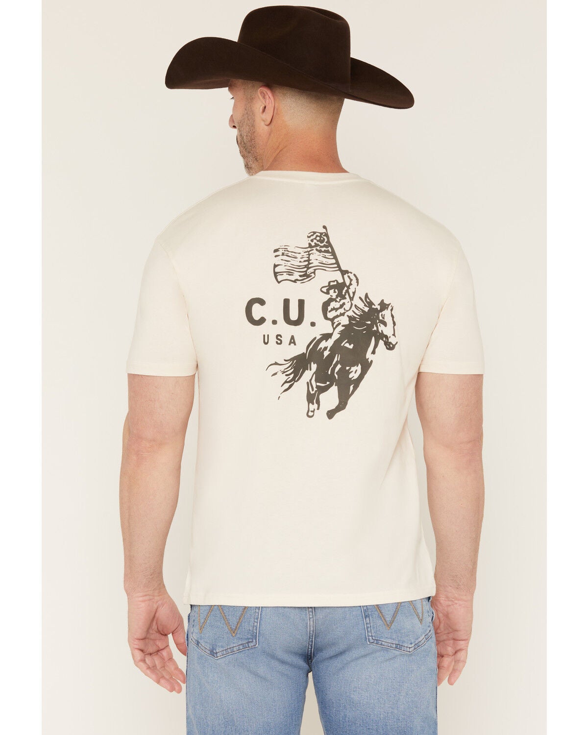 Image #1 - Cowboy Up Men's Riders Club Logo Short Sleeve Graphic T-Shirt, Natural, hi-res