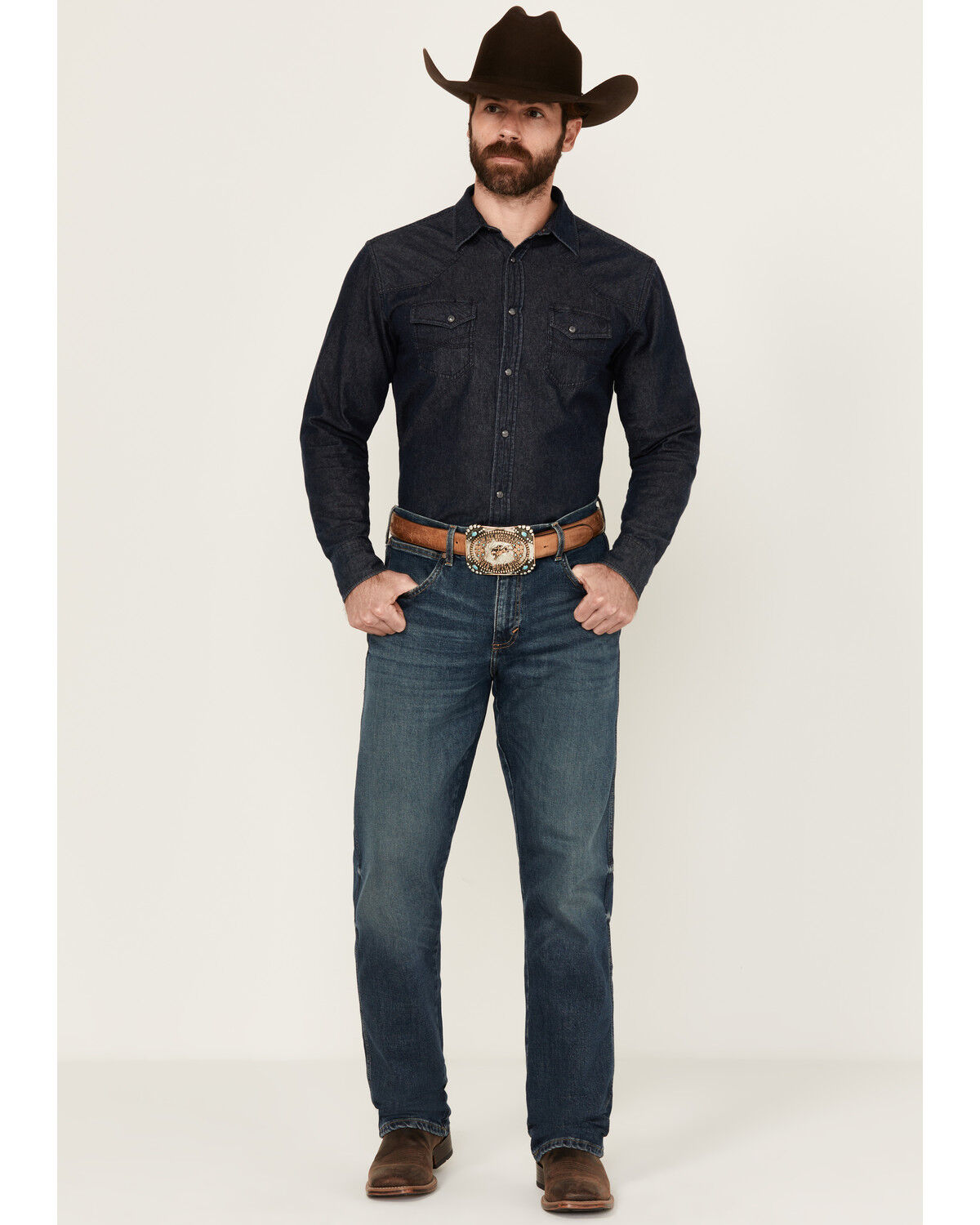 Image #1 - Wrangler Retro Men's 88MWZ Koewin Medium Wash Slim Straight Stretch Denim Jeans, Medium Wash, hi-res