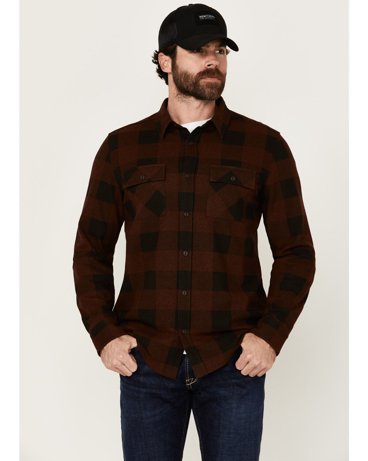 Image #1 - Brothers and Sons Men's Kent Plaid Print Long Sleeve Button-Down Shirt, Wine, hi-res