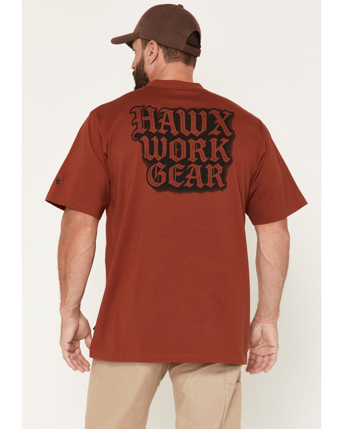 Hawx Men's Solid Graphic Short Sleeve Pocket Work T-Shirt, Dark Orange, hi-res