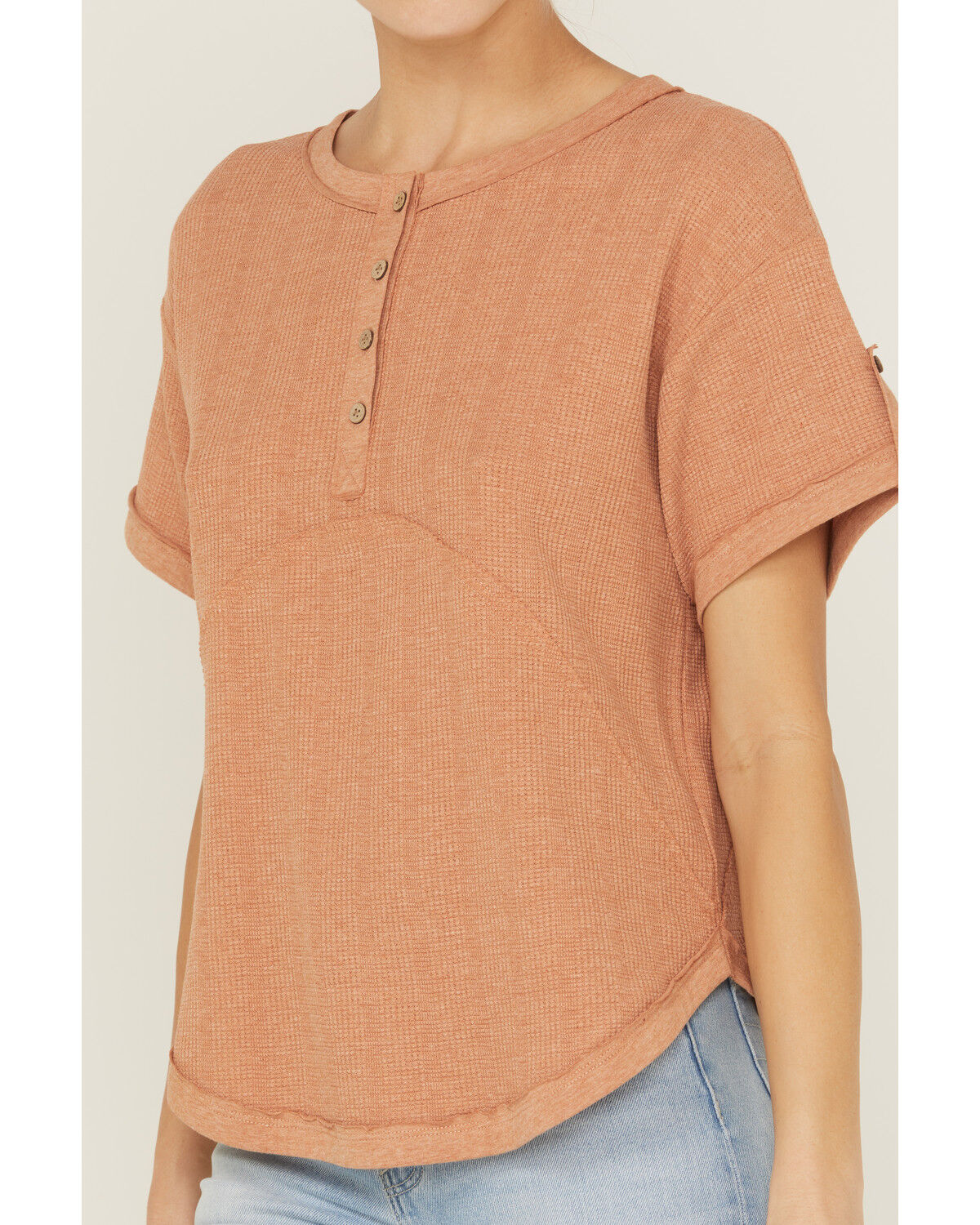 Image #3 - Cleo + Wolf Women's Relaxed Waffle Knit Henley Top, , hi-res