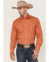 Roper Men's Terracotta Solid Long Sleeve Pearl Snap Western Shirt , Orange, hi-res