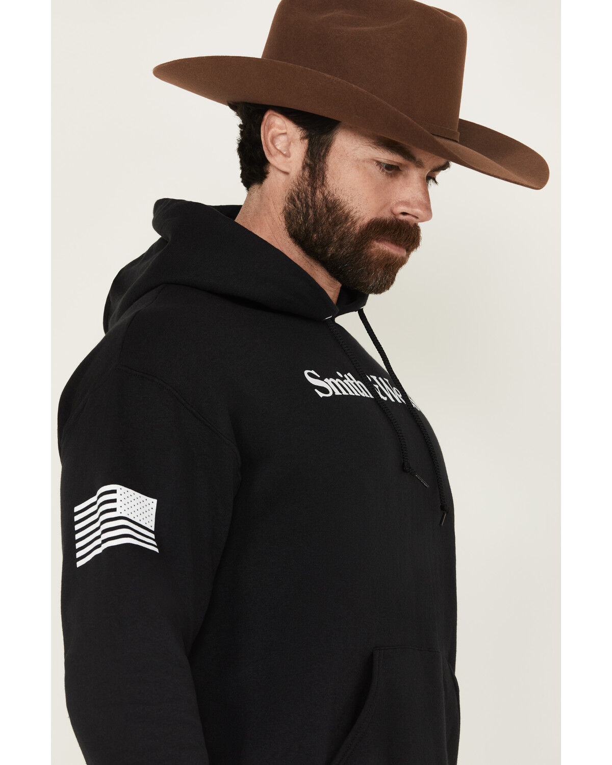Image #2 - Smith & Wesson Men's Logo Flag Hooded Sweatshirt, , hi-res
