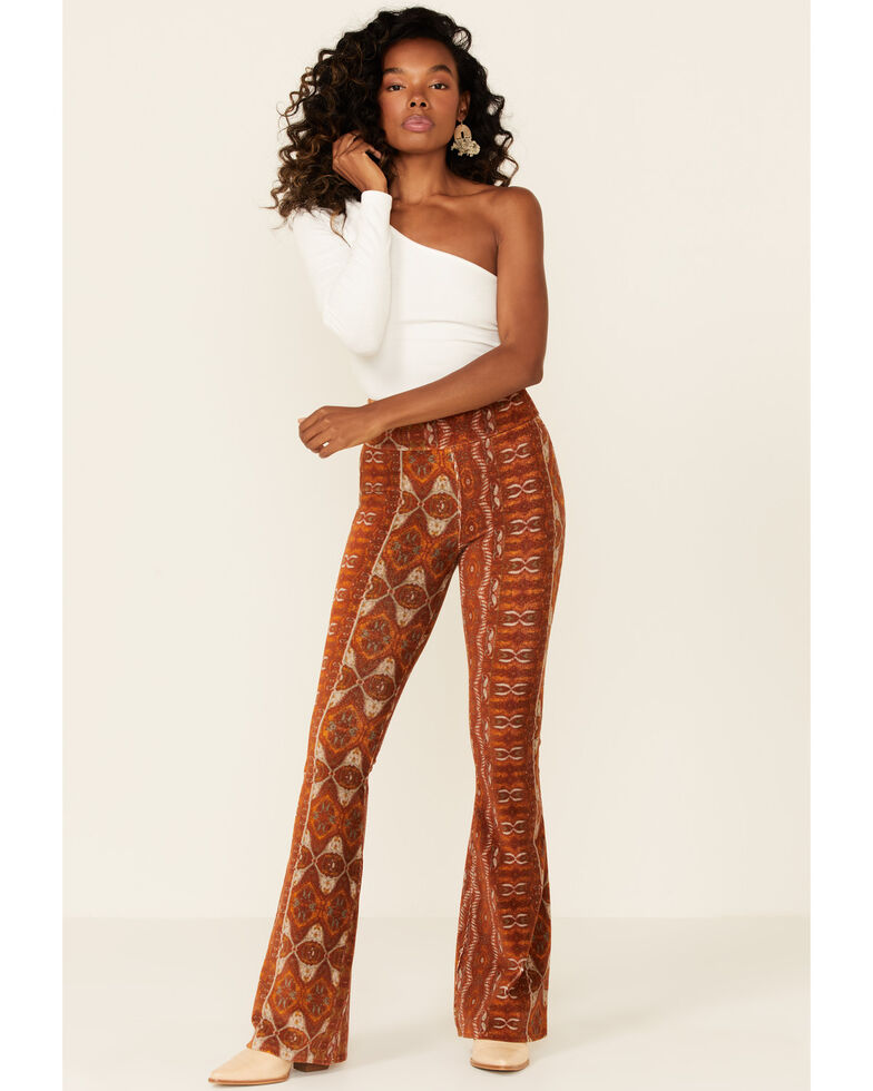 Shyanne Women's Pecan Pull-On Flare Leg Pant, Pecan, hi-res