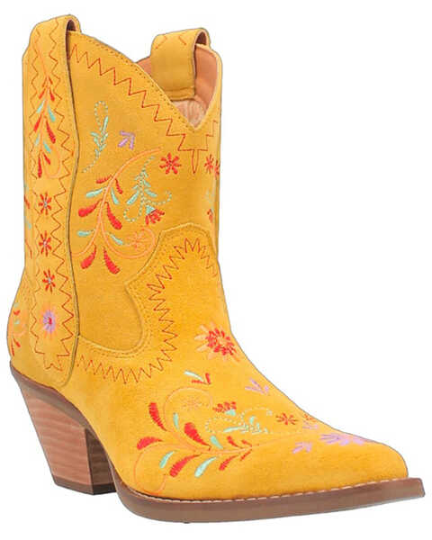 Dingo Women's Sugar Bug Suede Fashion Booties - Medium Toe , Yellow, hi-res