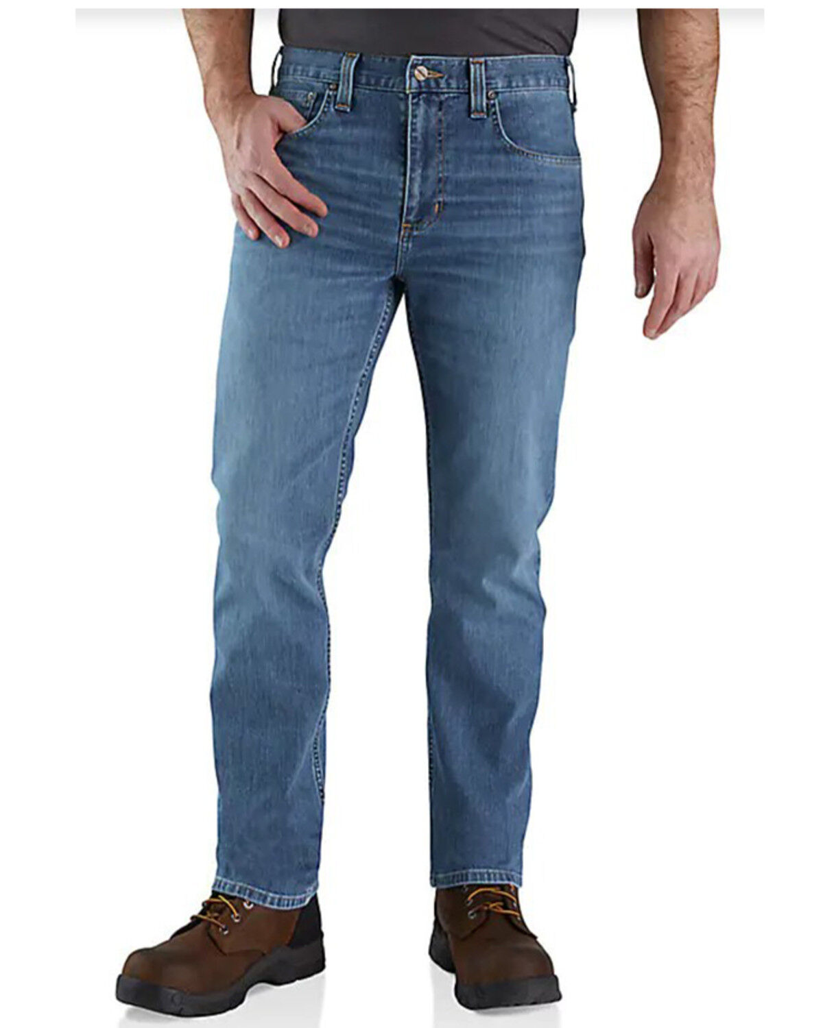 Image #1 - Carhartt Men's Houghton Medium Wash Rugged Flex® Relaxed Straight Work Jeans, Blue, hi-res