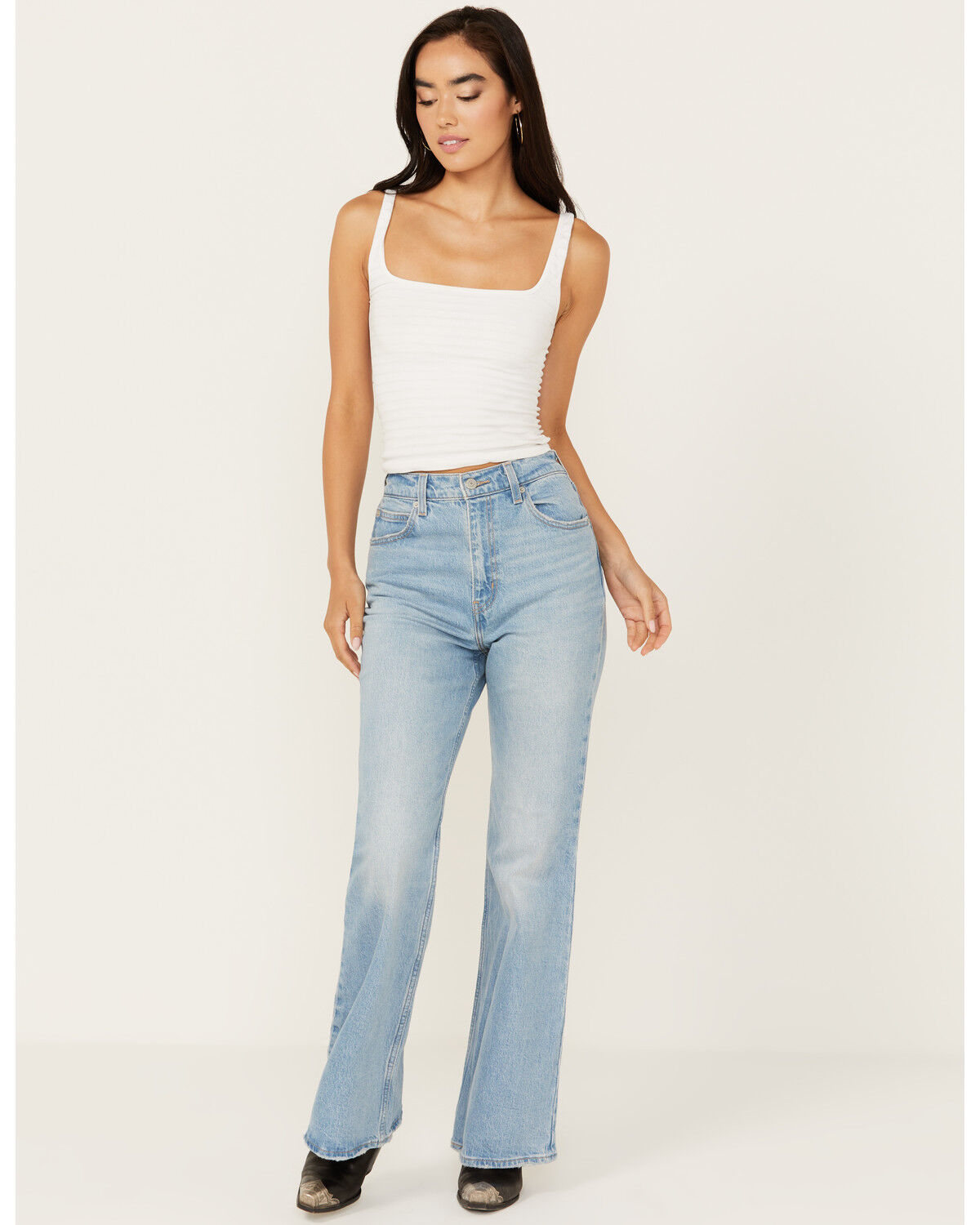 Image #1 - Levi's Premium Women's Light Wash 70s High Rise Stretch Flare Jeans, Light Wash, hi-res