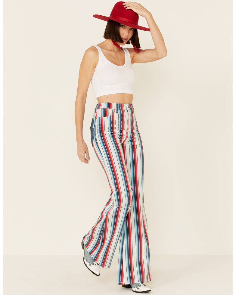 Wrangler Women's Rainbow Stripe Wanderer Flare Jeans, Multi, hi-res