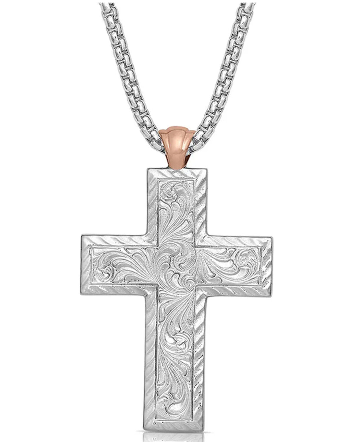 Image #2 - Montana Silversmiths Women's American Legends Mosaic Cross Necklace, Silver, hi-res