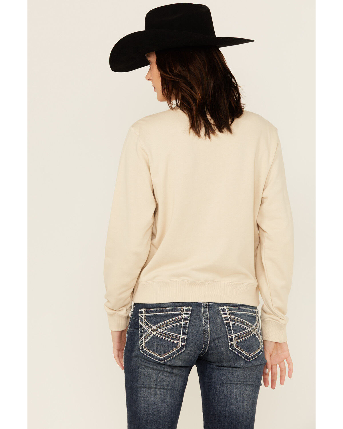 Image #4 - Ariat Women's Essential Logo Crewneck Sweatshirt, Cream, hi-res