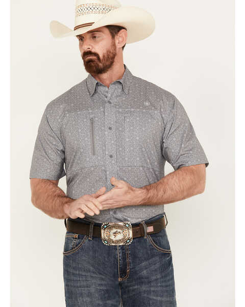 Image #1 - Ariat Men's VentTEK Printed Short Sleeve Button-Down Shirt - Tall, , hi-res