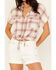 Image #3 - Shyanne Women's Short Sleeve Tie Front Camp Shirt, Brick Red, hi-res
