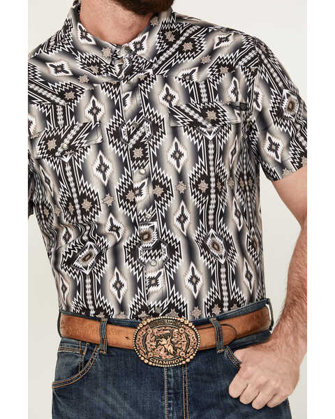 Image #3 - Rock & Roll Denim Men's Southwestern Print Short Sleeve Polo Shirt , Black, hi-res