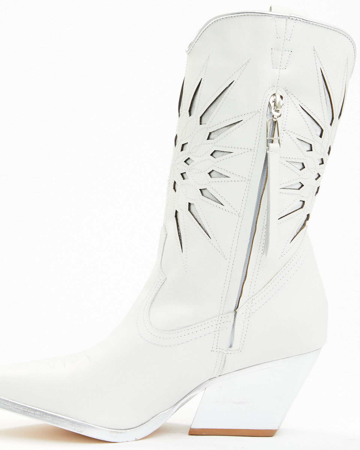 Image #3 - Golo Women's Mae Sun Inlay Western Fashion Boots - Snip Toe, White, hi-res