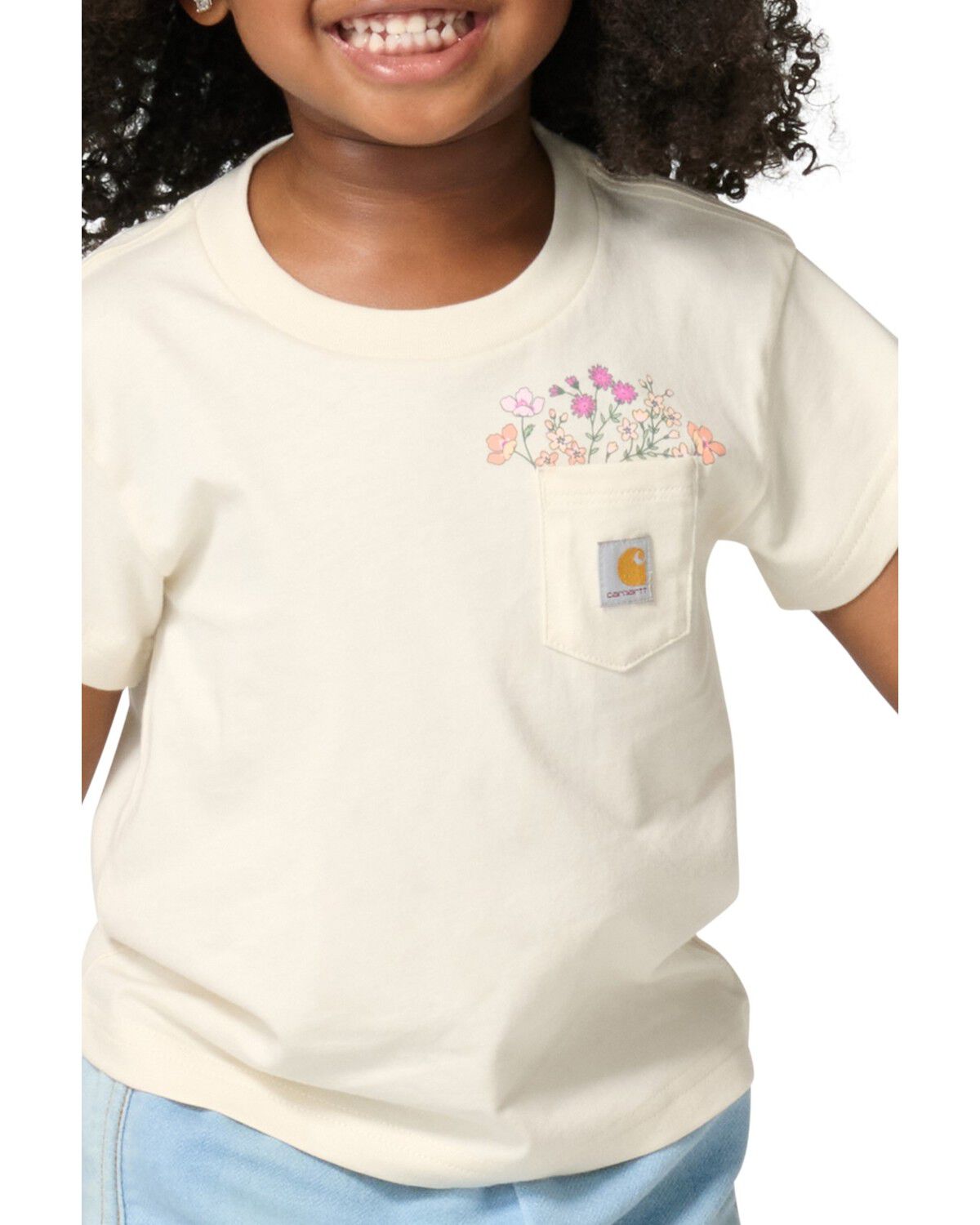 Image #2 - Carhartt Toddler Girls' Flower Pocket Short Sleeve Graphic T-Shirt, Cream, hi-res