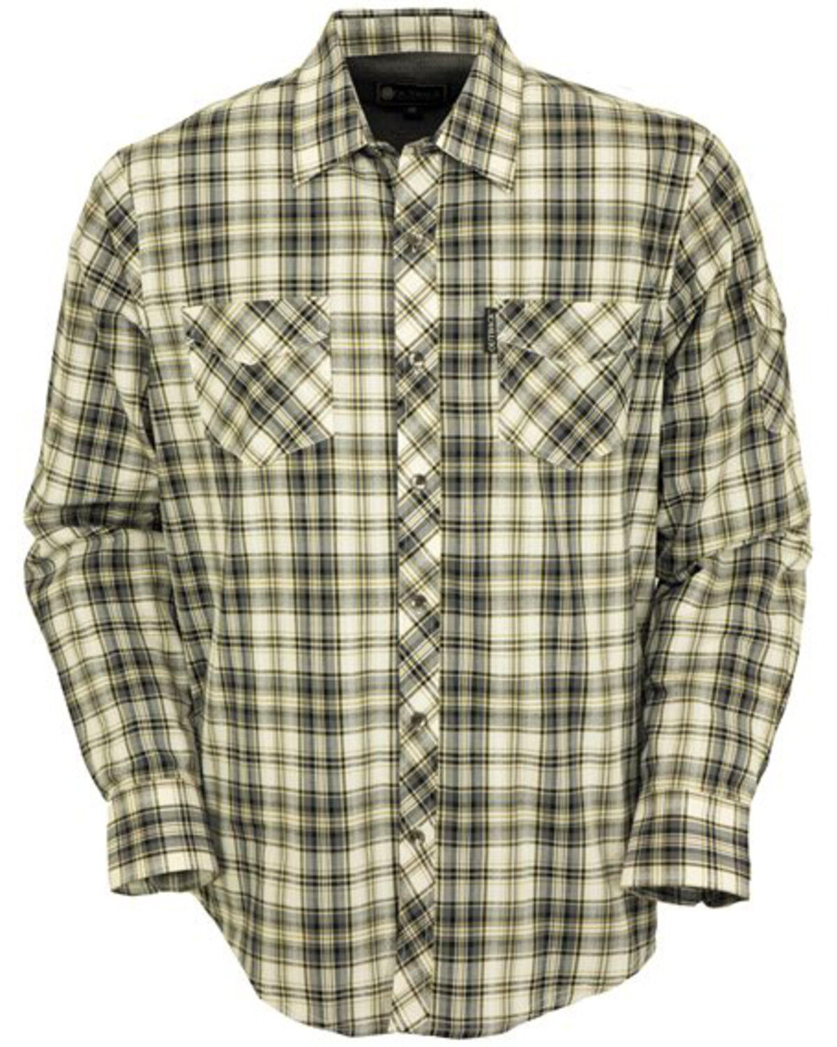 Image #1 - Outback Trading Co Men's Beau Plaid Print Long Sleeve Thermal Lined Western Shirt, Grey, hi-res